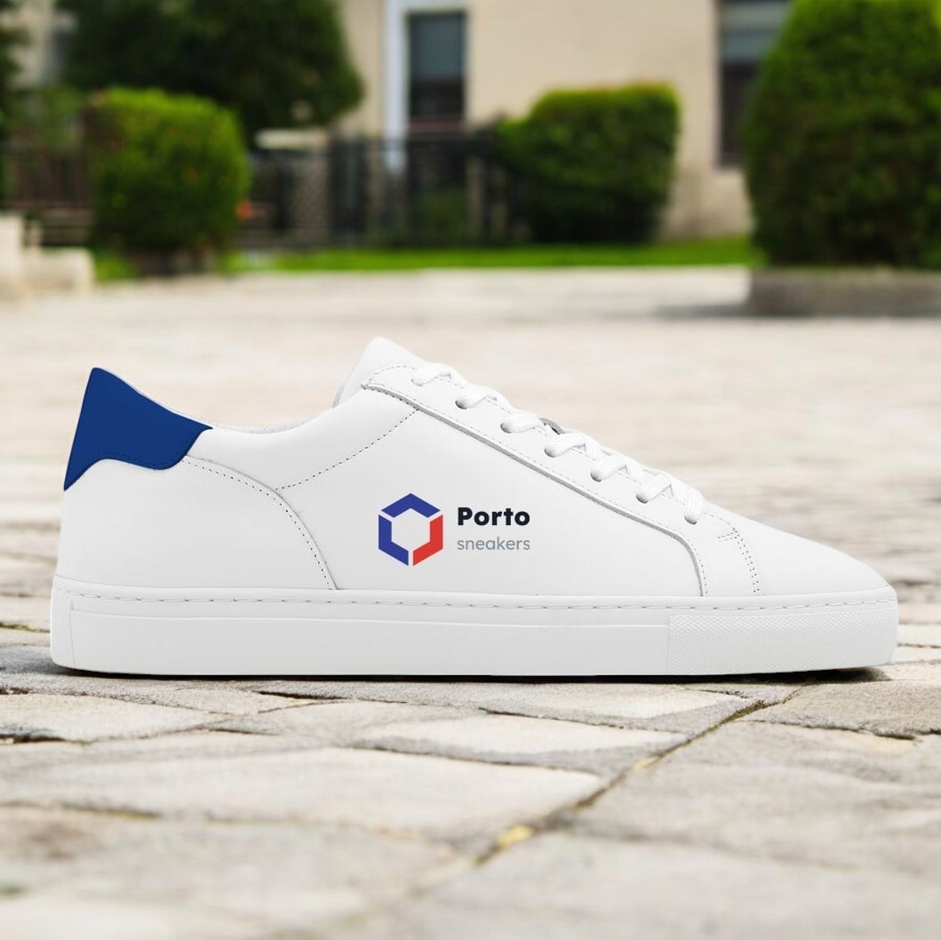 porto trainer dauerhafte logo blaue straße fotoraum